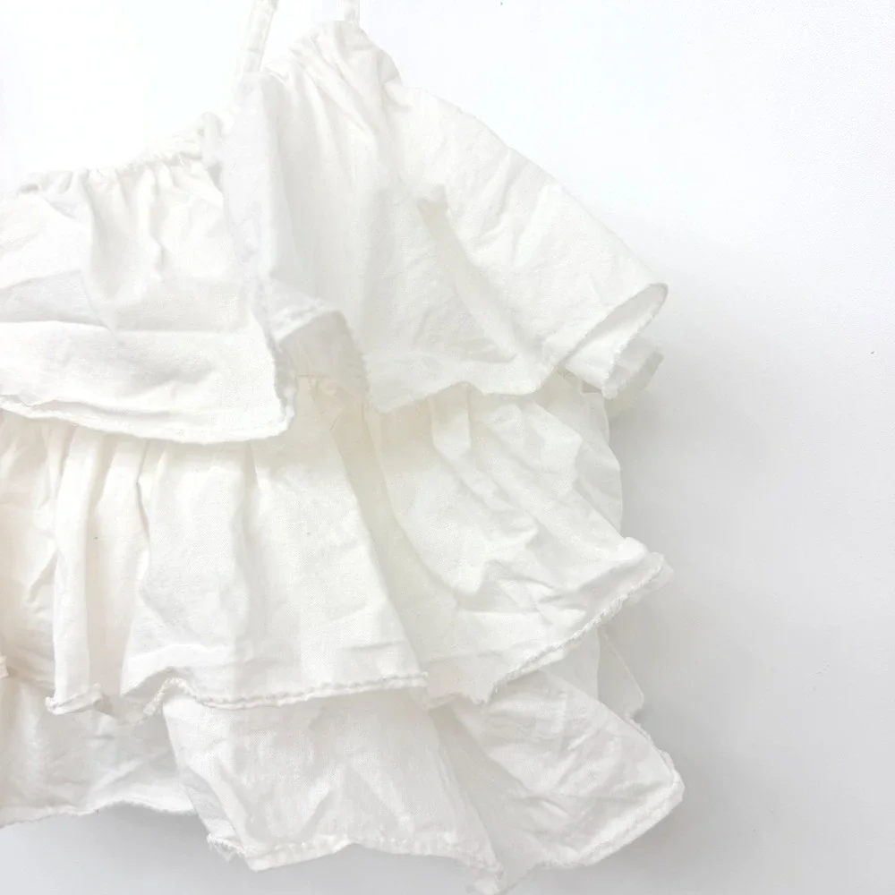 Free People Danelle Top Optic White Cami Ruffle Layered Womens S White